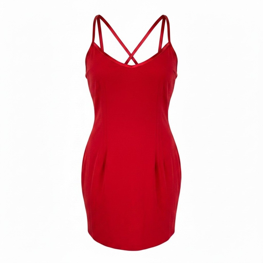 Vtg Bianca Nero Mini Dress Body Con Red S 90s Made in USA Hoco Party Going Out